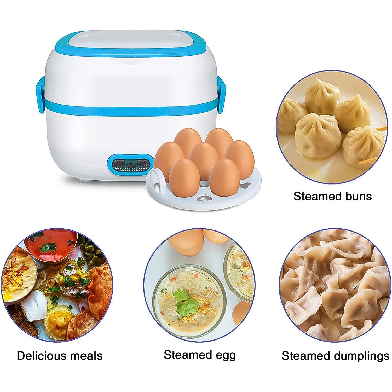 Electric Lunch Box 3 In 1 Food Heater  Cooker  Steamer With Stainless Steel Bowls (1 Set) Wukusy