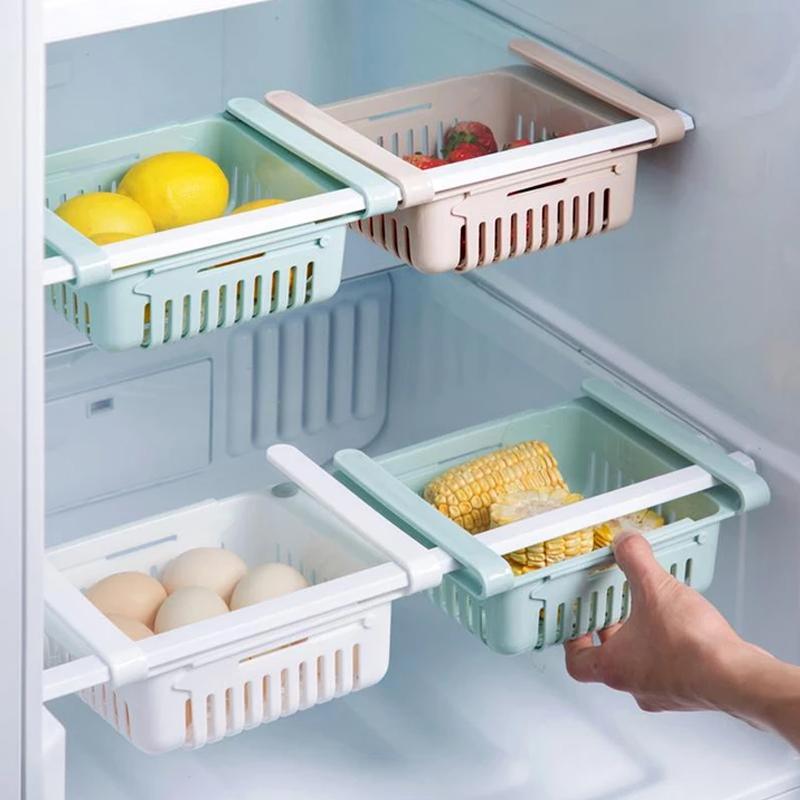 113 Adjustable Fridge Storage Basket Fridge Racks Tray Sliding Storage Racks (4 Pc Set) Wukusy