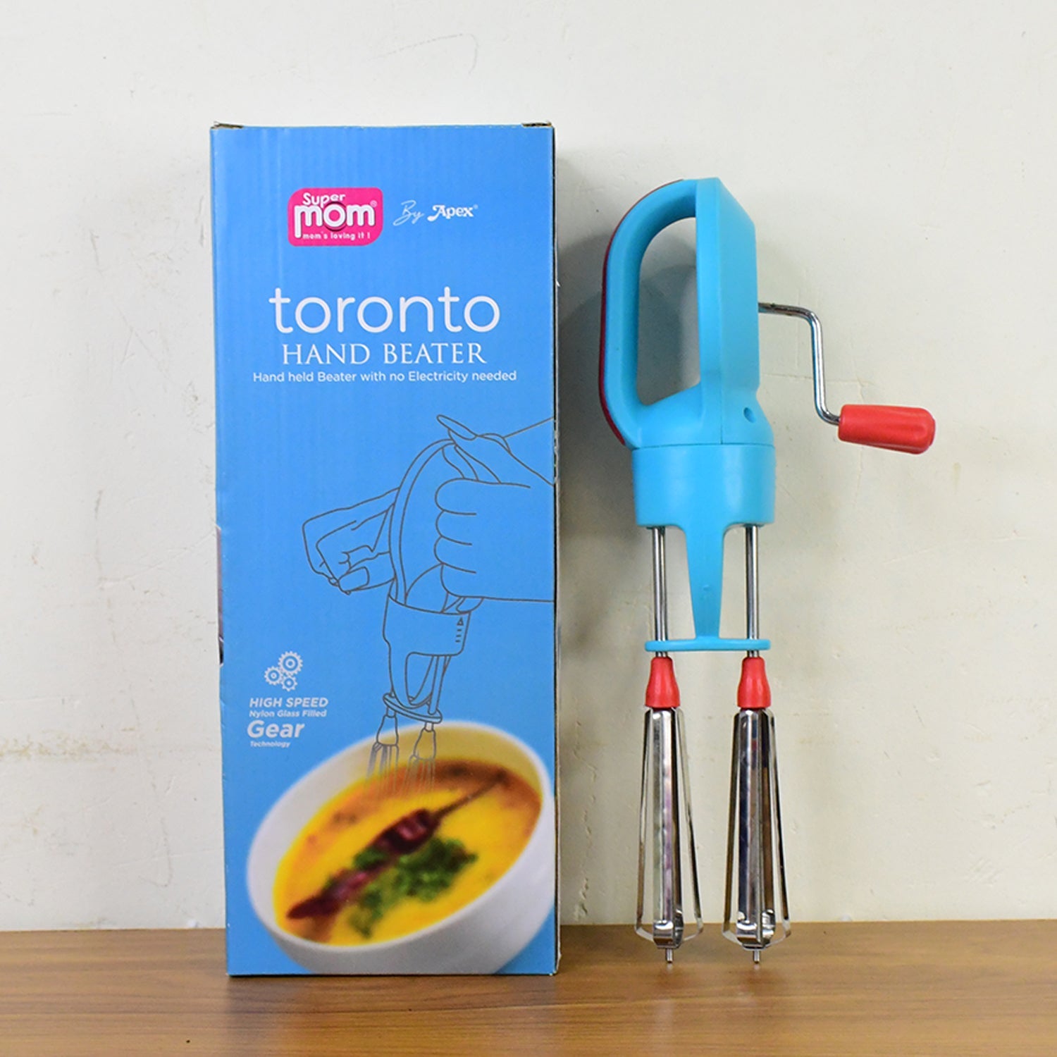 Supermom High-speed Manual Hand Beater With Dual Stainless Steel Whisks (1 Pc) Wukusy