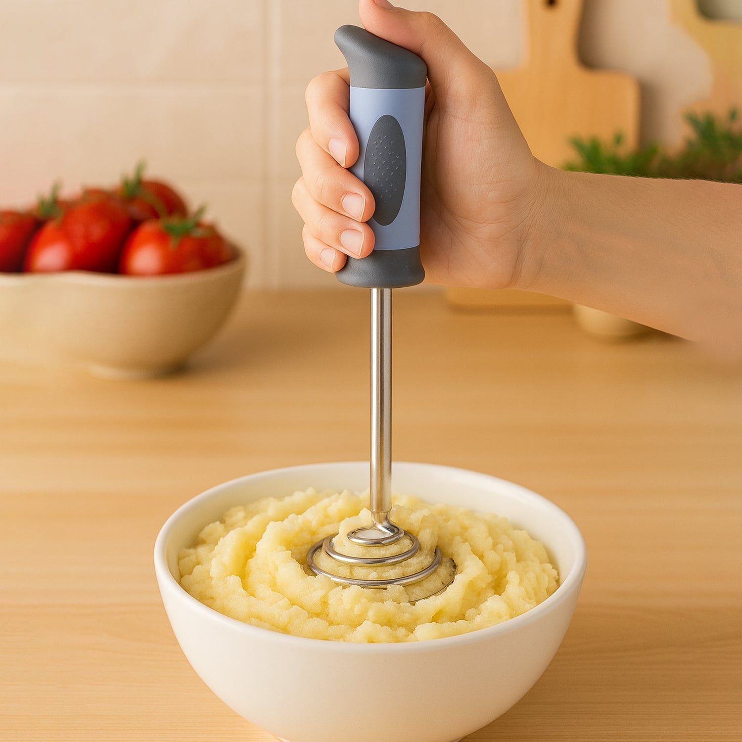 Supermom Spring Omasher Heavy Duty Stainless Steel Vegetable  Potato Masher Wukusy