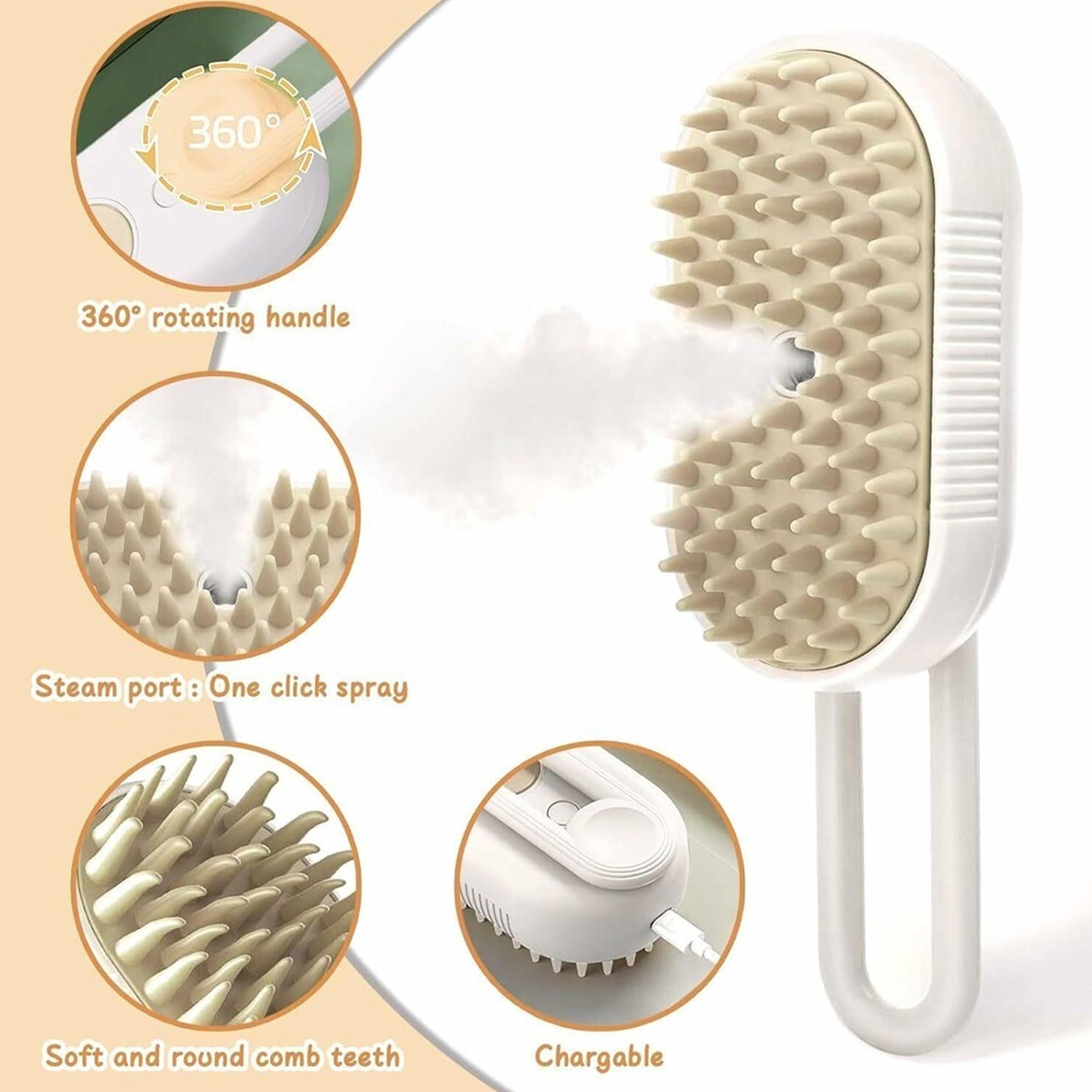 Electric Spray Handle Massage Brush Hair Removal Brush Steam (1 Pc) Wukusy