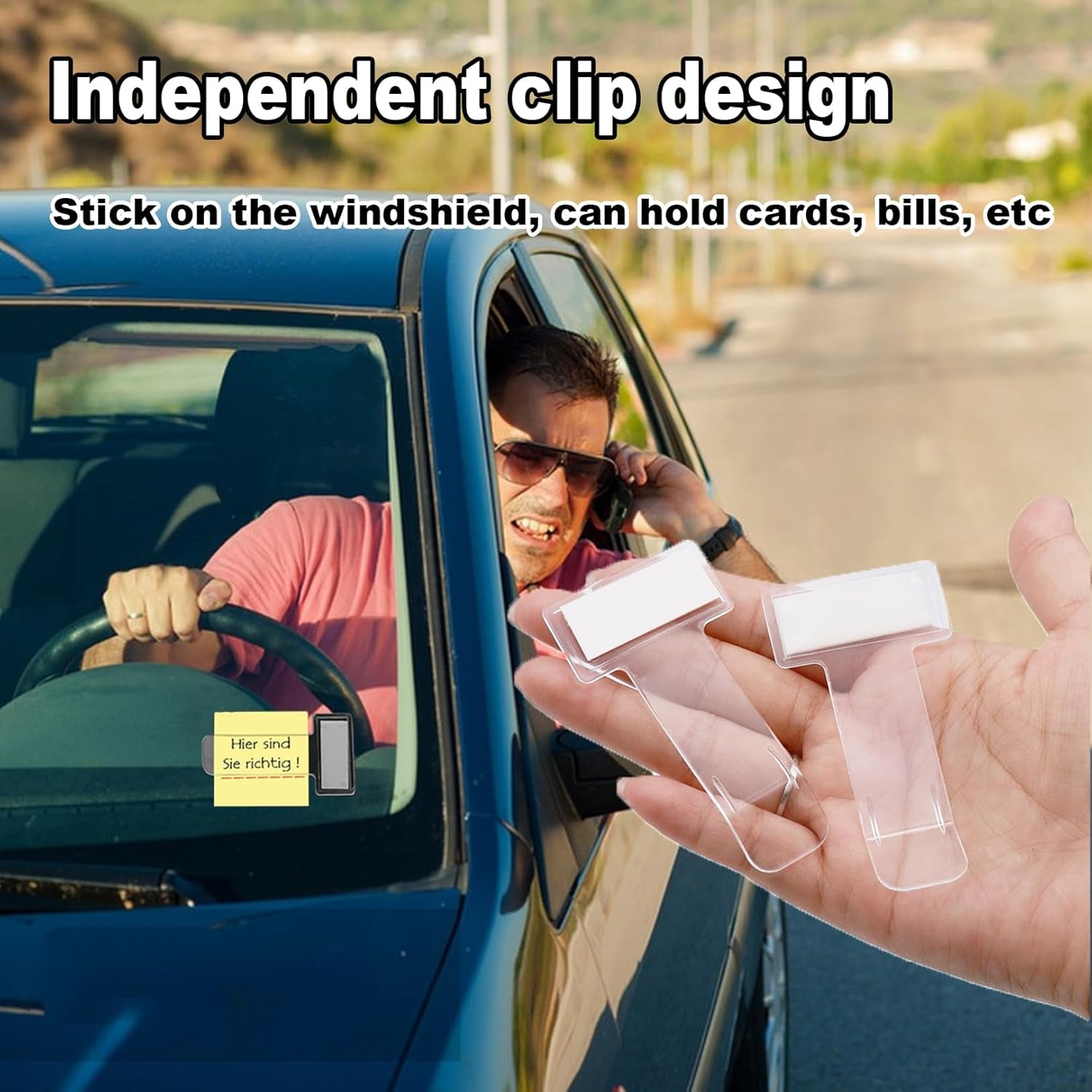 Windscreen Cardholder Fastag Stand Transparent Ticket Holder Car (2 Pc Set) Wukusy