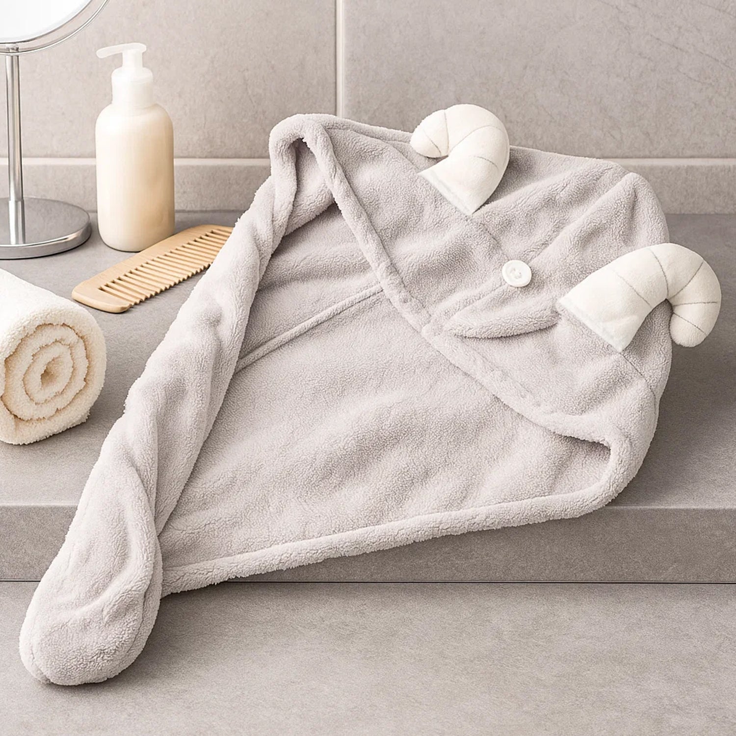 Cute Animal Ear Hooded Hair Drying Towel Wrap (1 Pc) Wukusy