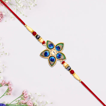 Designer Mor Pankh Rakhi In Star Shape