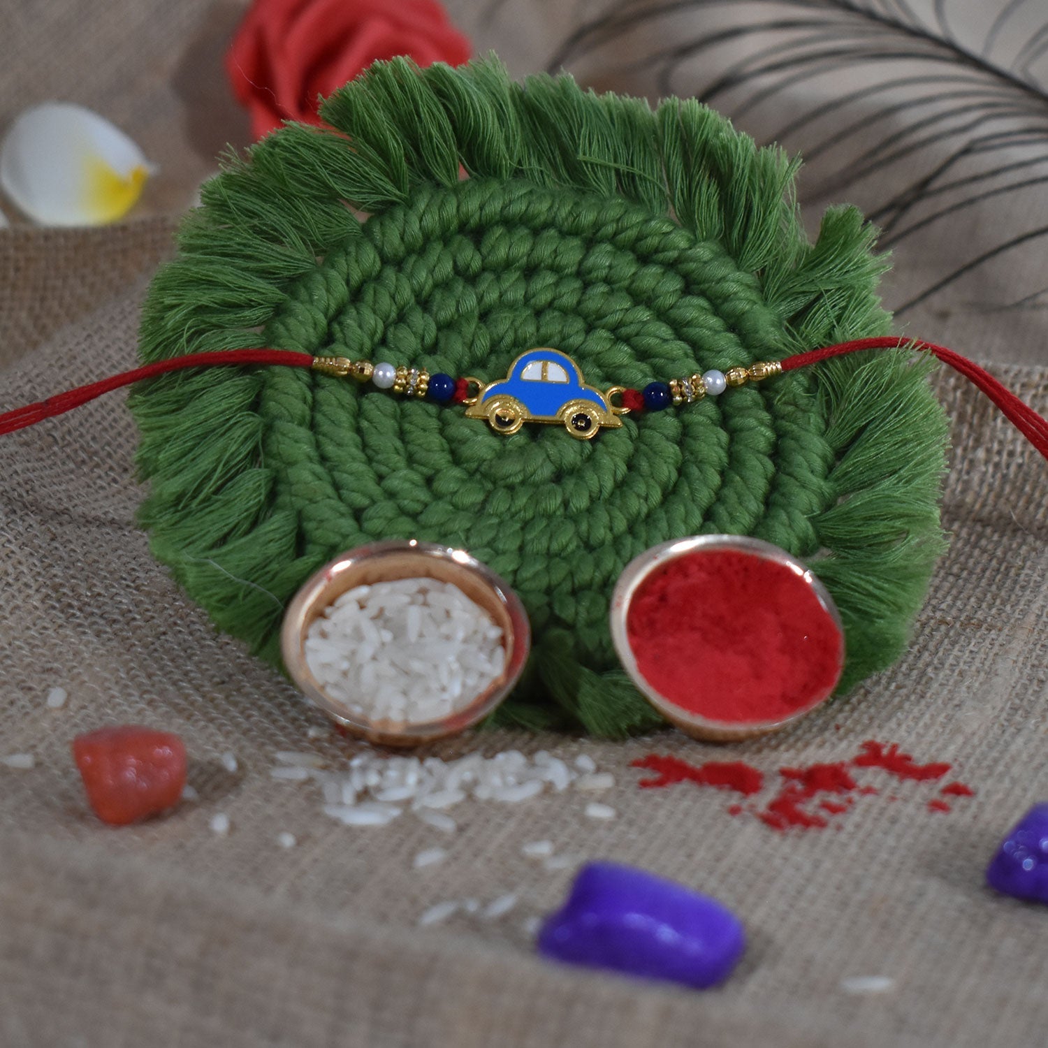 Blue Car Rakhi For Kids Wukusy