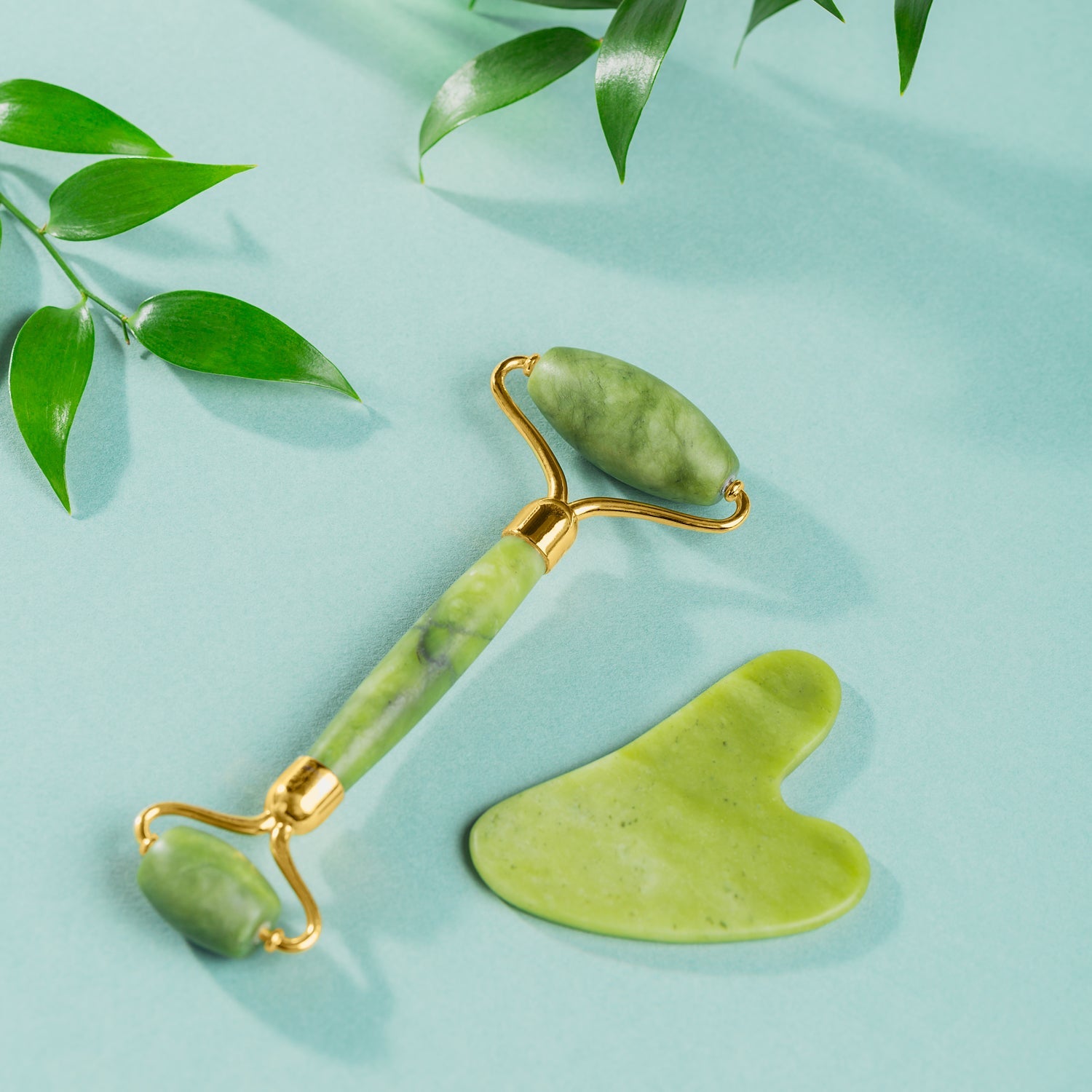 0318 Gua Sha Stone And Anti Aging Jade Roller Massager For Face Massage Natural Face Skincare Massager  Face Roller Massager For Women  Face Shaper Jade Roller And Gua Sha Set For Glowing Skin Wukusy
