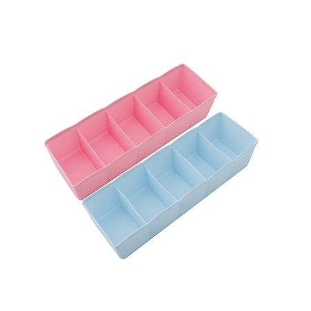 235 5-compartments Sockshandkerchiefunderwear Storage Box Socks Drawer Closet Organizer Storage Boxes (Pack Of 2) Wukusy