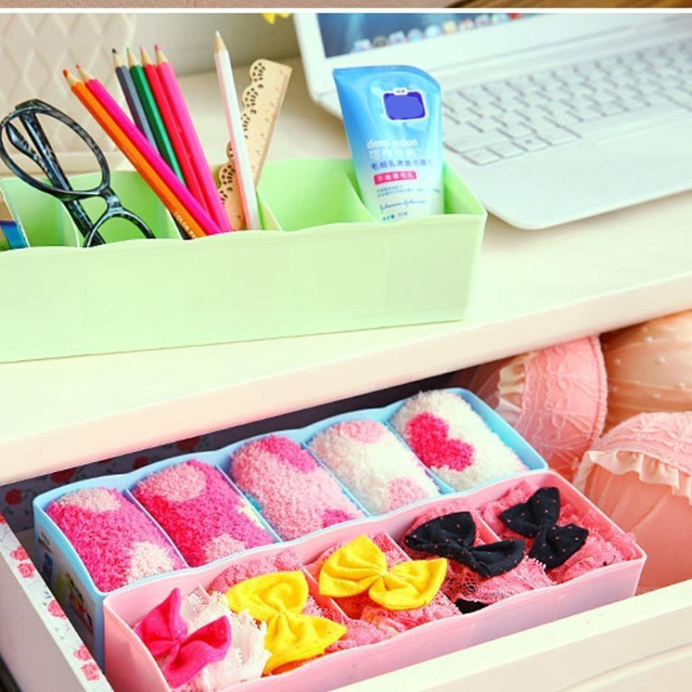 235 5-compartments Sockshandkerchiefunderwear Storage Box Socks Drawer Closet Organizer Storage Boxes (Pack Of 2) Wukusy