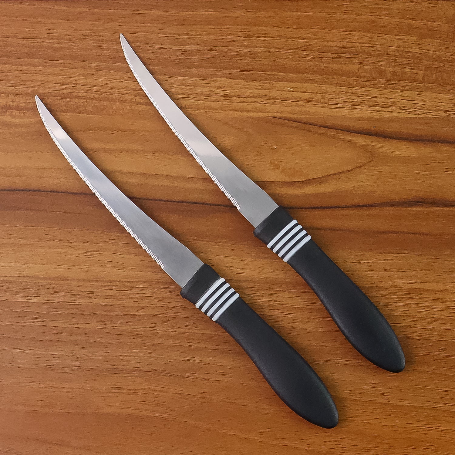 Premium Curved Serrated Stainless Steel Kitchen Knife Set (Mix Color  2 Pc) Wukusy