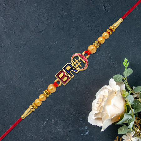 Bro 1 Rakhi With Golden Beads  Enamel Finish Wukusy