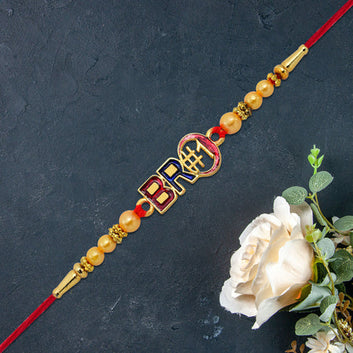 Bro 1 Rakhi With Golden Beads  Enamel Finish