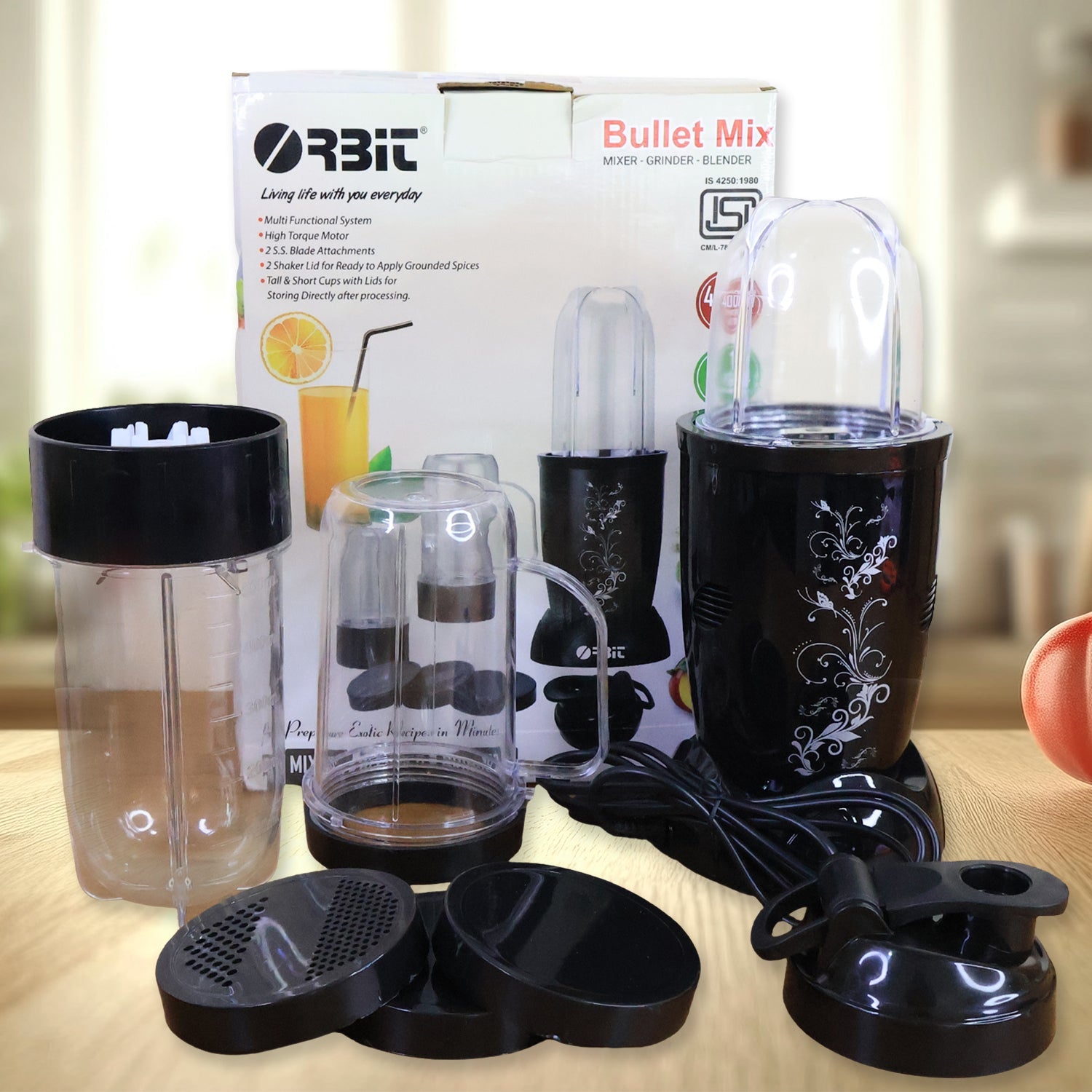 Orbit Bullet Mixer Grinder - 400w With 3 Jars Wukusy
