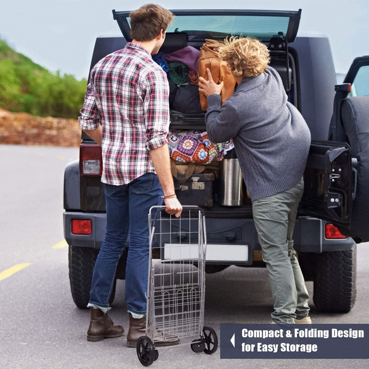 Foldable Shopping Trolley With Wheels ( Moq - 2 Pc) Wukusy