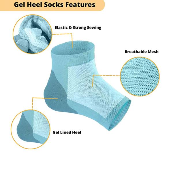 343 Heel Pain Relief Silicone Gel Heel Socks (Multicolor) Wukusy