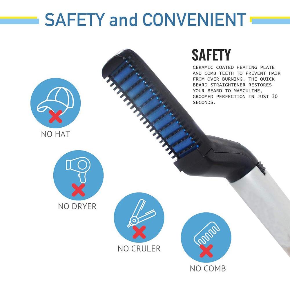 348 Mens Beard And Hair Curling Straightener (Modelling Comb) Wukusy