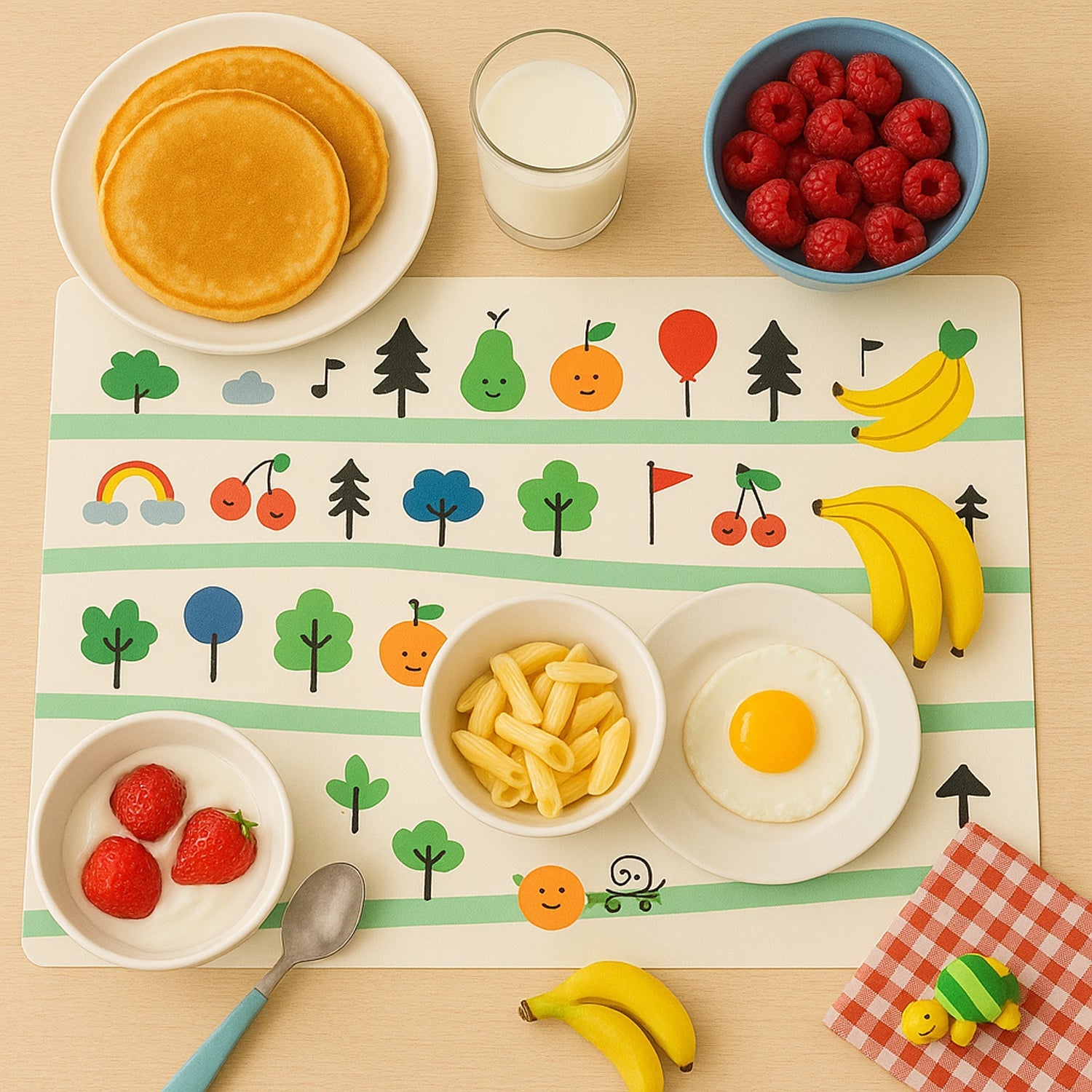 Colorful Cartoon Printed Dining Table Placemats For Kids (4 Pc  40x30 Cm) Wukusy