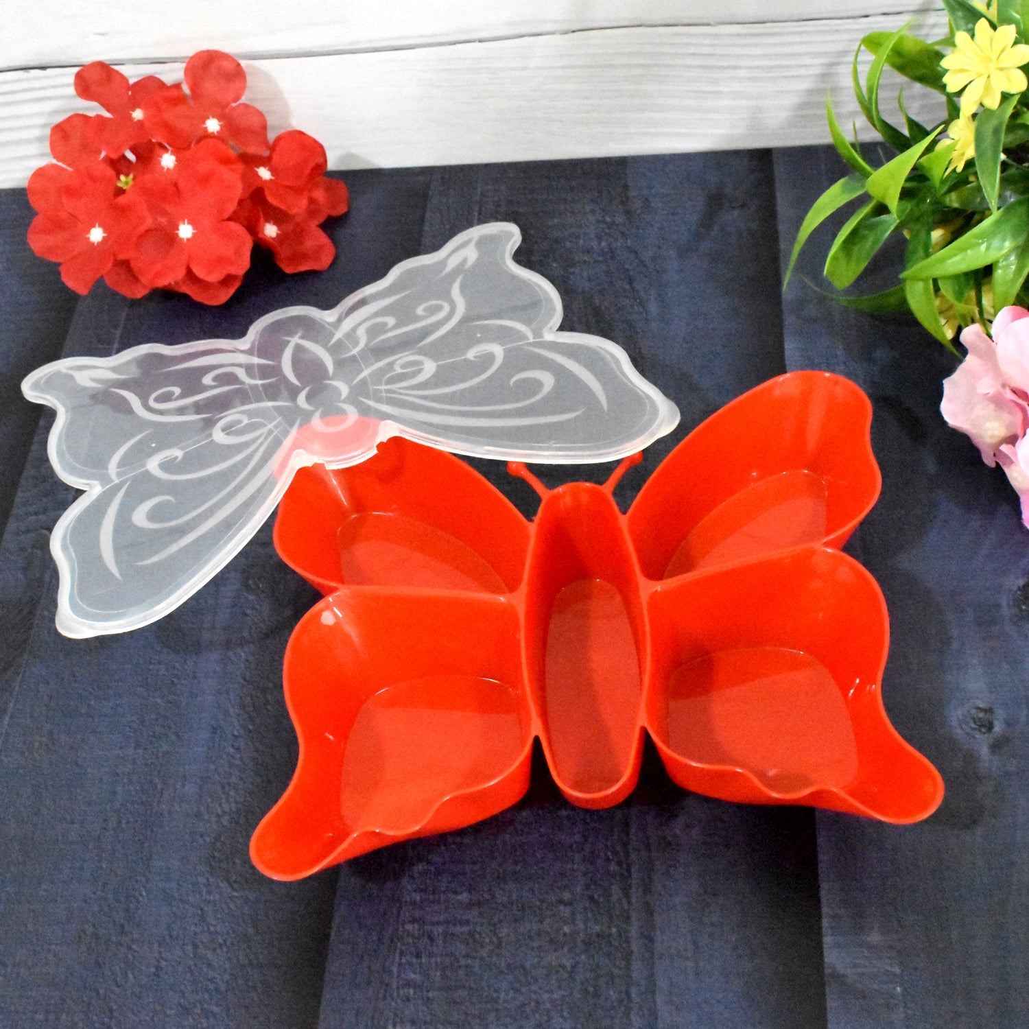5 Compartment Multipurpose Butterfly Plastic Tray (1 Pc) Wukusy