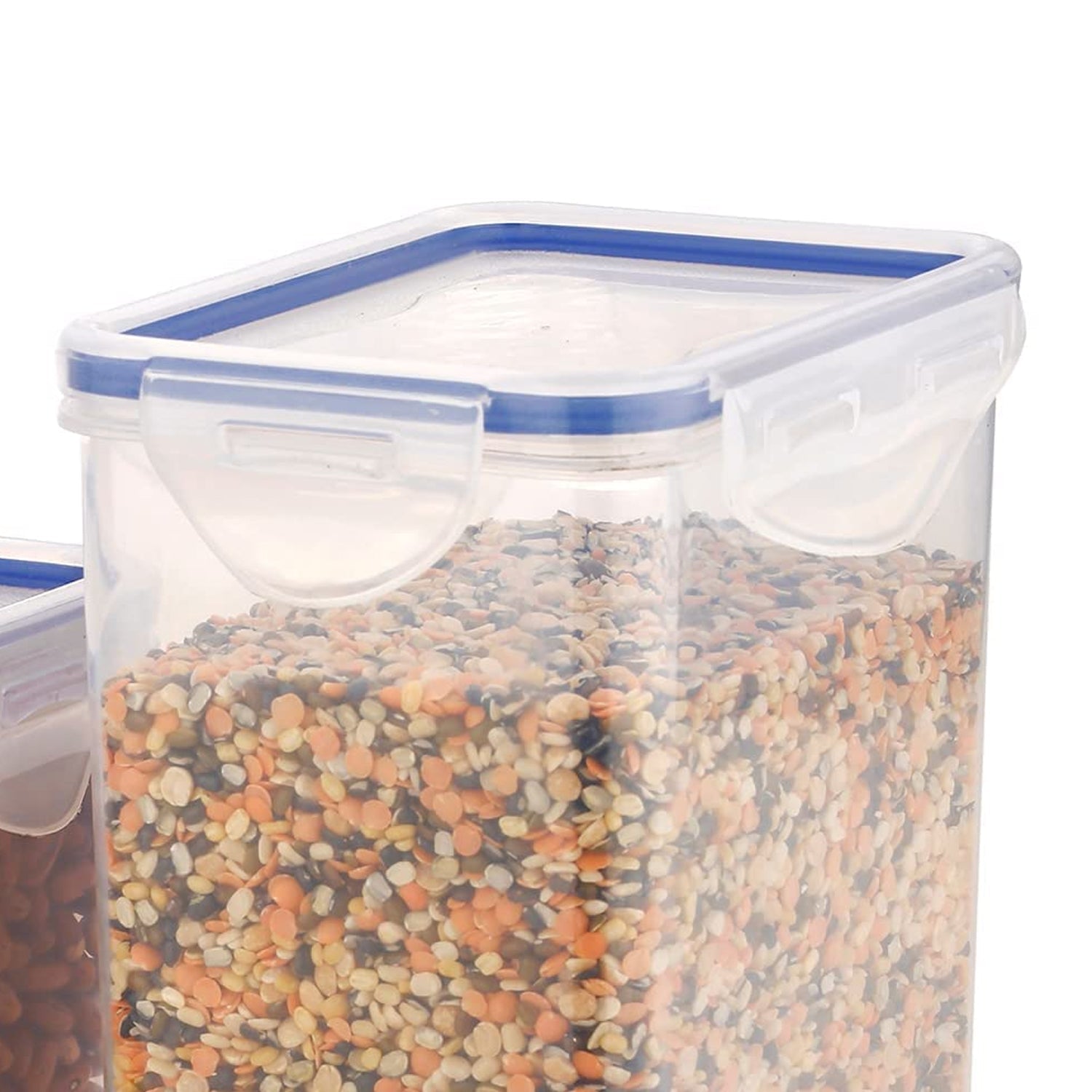5827 Rectangle Abs Airtight Food Storage Containers With Leak Proof Locking Lid Storage Container Set Of 3 Pc (Approx Capacity 500ml1000ml1500ml Transparent) Wukusy