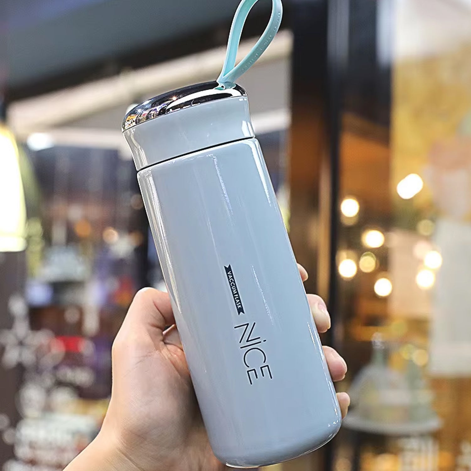 Water Bottle 400ml Leak Proof Glass Water Bottle With Daily Water Intake For Gym And Children Nice Bottle (1 Pc  Light Blue Color) Wukusy