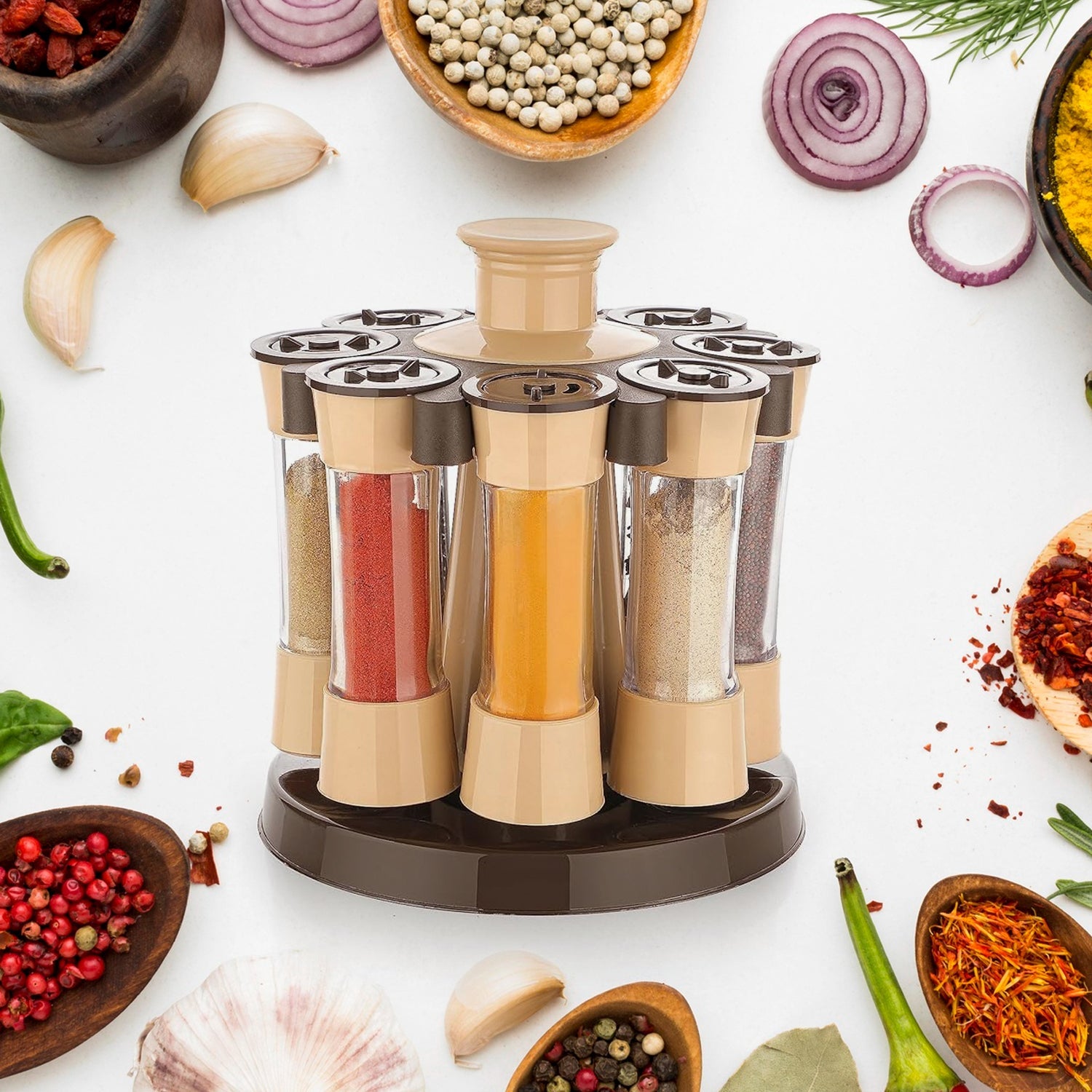 360 Revolving Spice Rack For Kitchen And Dining Table 8 Spice Jars Wukusy