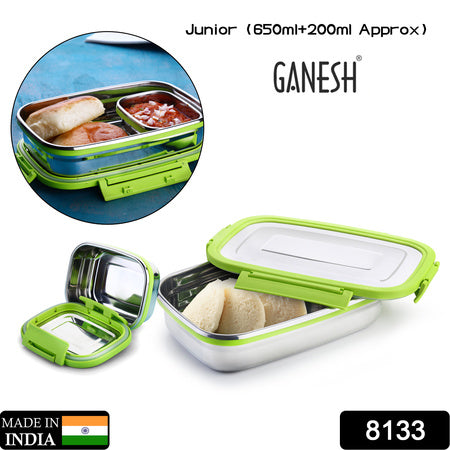 8133 Ganesh Junior Stainless Steel Lunch Pack For Office  School Use Wukusy