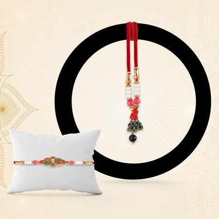 Elegant Bhabhi Lumba Rakhi With Butterfly Design Beaded Tassels  Pink Stone Work Wukusy