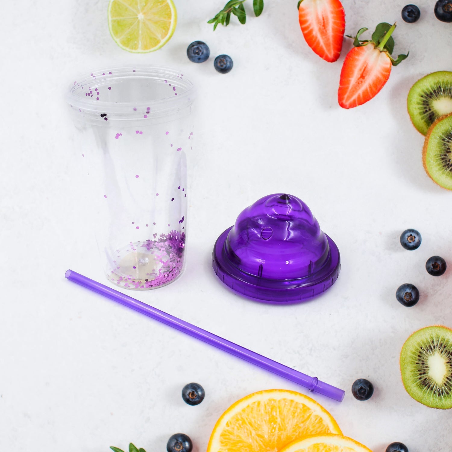 13131 High Quality Plasticcreative Cold Drink Cup  Tumble Reusable Tea Coffee Tumbler With Lid And Straw Double Wall Plastic Drinking Sport Bottletravel Tumbler (1 Pc  Mix Color) Wukusy