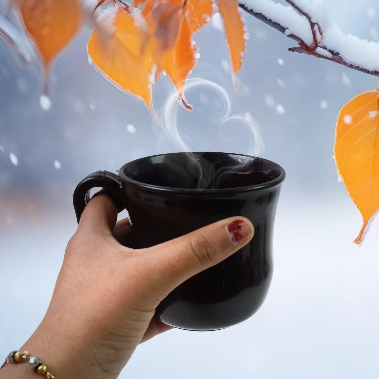 Premium Plastic Coffee  Tea Cups  Mug With Handle (1 Pc  With Color Box  Mix Color) Wukusy