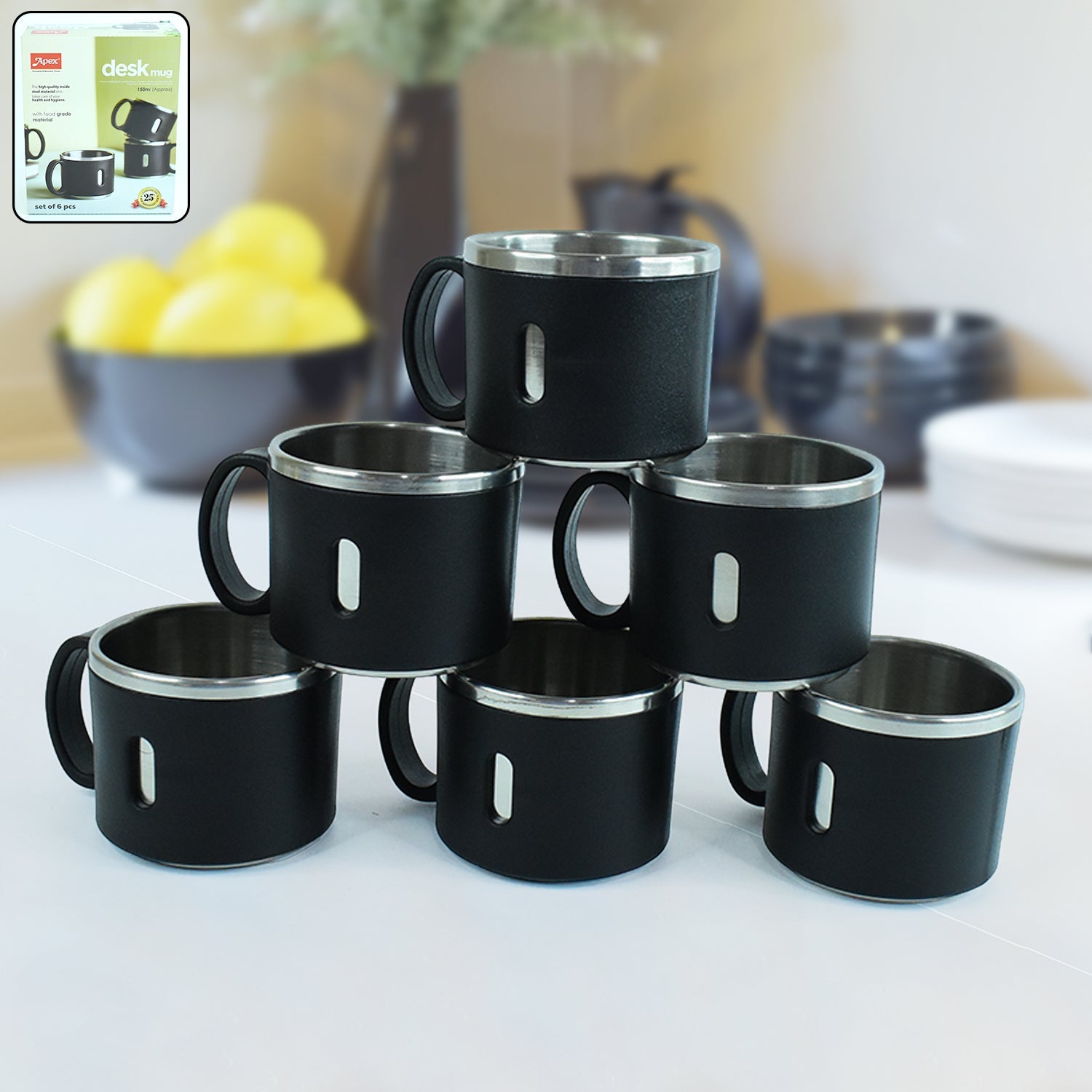 Apex Stainless Steel Desk Mug (6 Pc) Wukusy