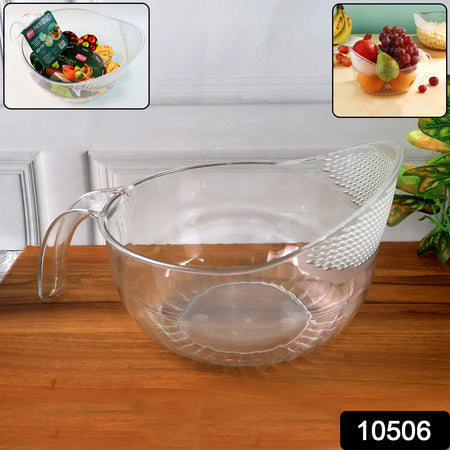 Supermom Multipurpose Transparent Plastic Bowl  Basket With Handle (1 Pc) Wukusy