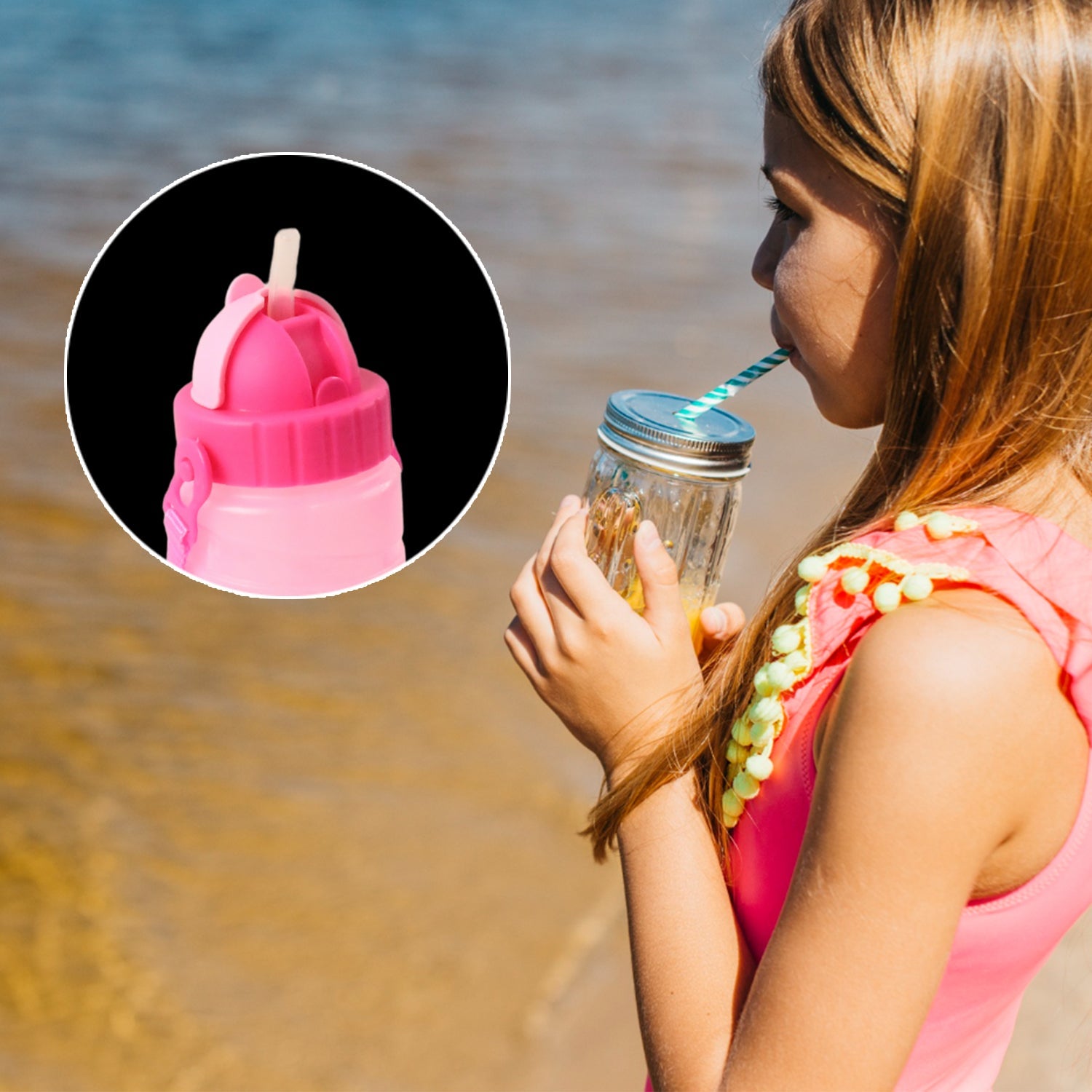 Cartoon Printed Water Bottle 550ml (1 Pc) Wukusy