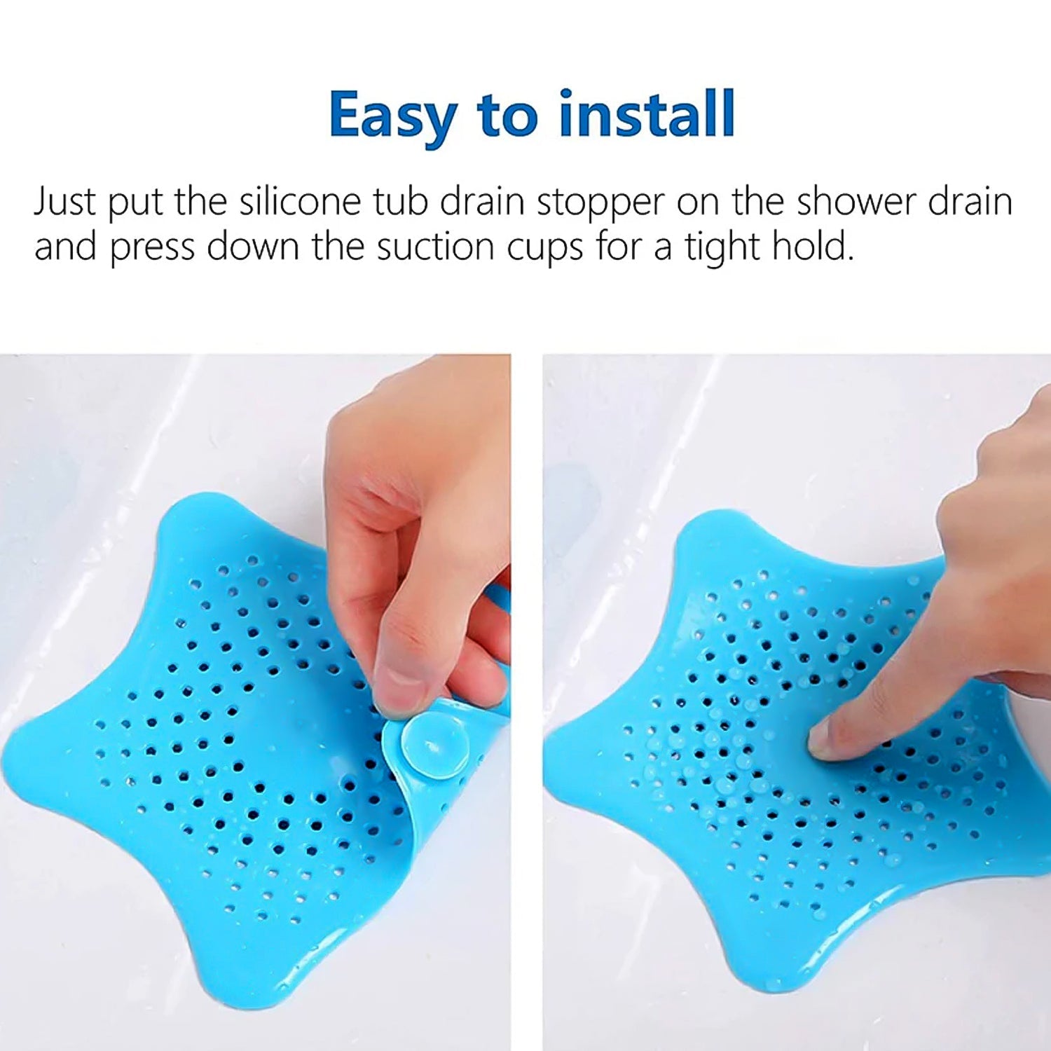 Aqua Blue Silicone Star Shaped Sink Filter Bathroom Hair Catcher Drain Strainers For Basin Wukusy