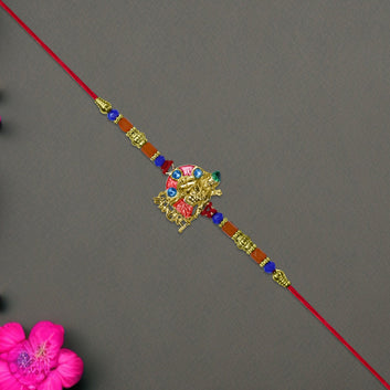 Lord Jagannath Rakhi With Multicolor Beads