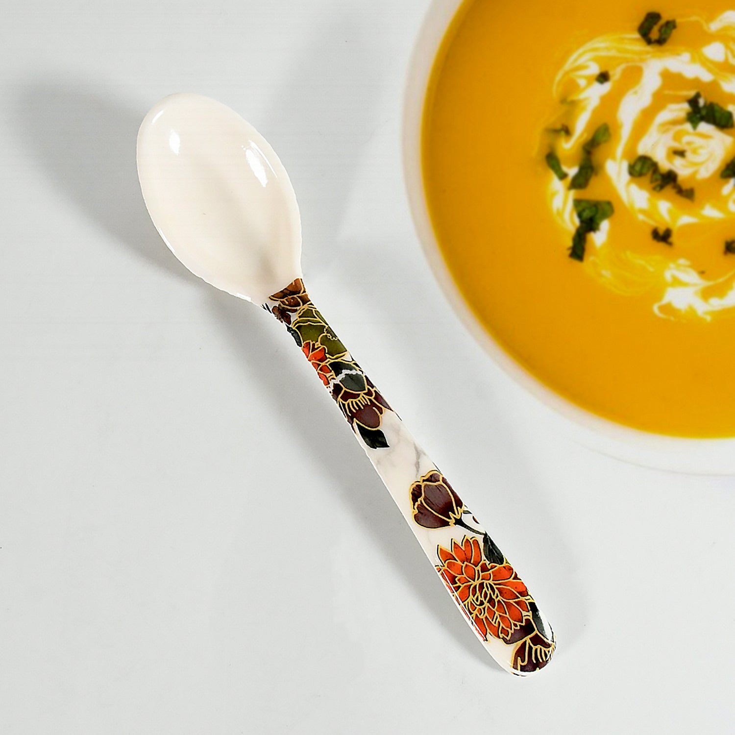 8231 Dream High Quality Plastic Dinning Dinner Set With Unique Flower Design Printed 6 Pc Plates 6 Pc Bowls And 6 Pc Serving Spoon Lightweight Round Plates And Bowls Microwave And Dishwasher Safe (18 Pcs Set) Wukusy