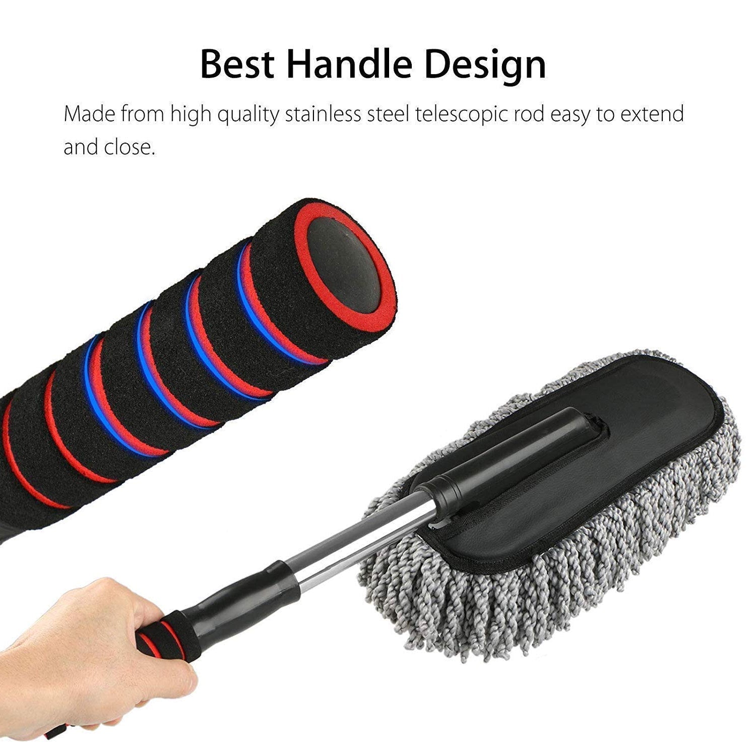 4749 Car Duster Long Retractablesoftnon-sliphandle Multipurpose Microfiber Wash Brush Vehicle Interior And Exterior Cleaning Kit With For Car Boats Or Home Wukusy