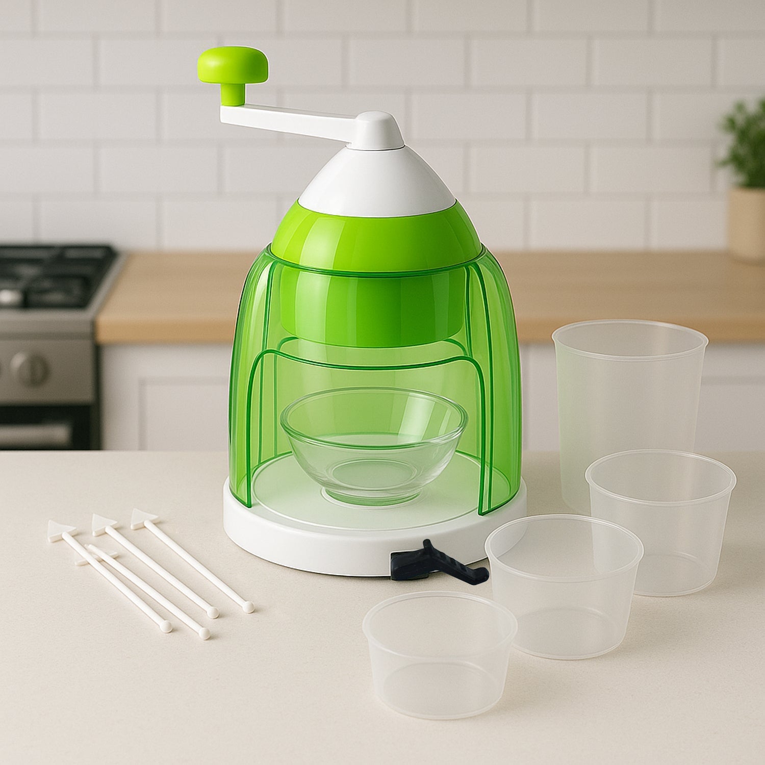 Manual Ice Crusher  Snow Cone Maker With Hand Crank Wukusy