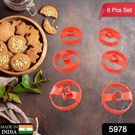 5978  Cookie Cutters Set Plastic Easter Biscuit Cutting Tool For Diy Cake Decoration Fondant Biscuit Cookie Pastry Sandwich (6 Pc Set ) Wukusy