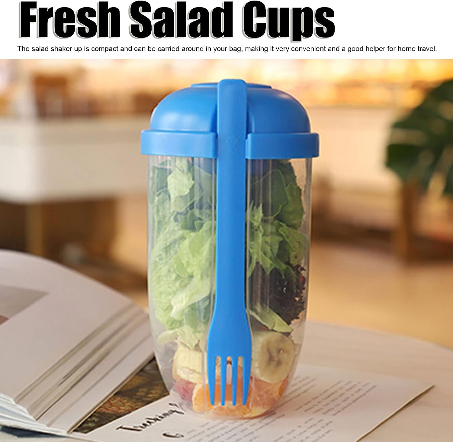 2545 Fruit And Vegetable Salad Cups Easy Clean Salad Mixing Cup For Business People For Business Travel (1pc) Wukusy