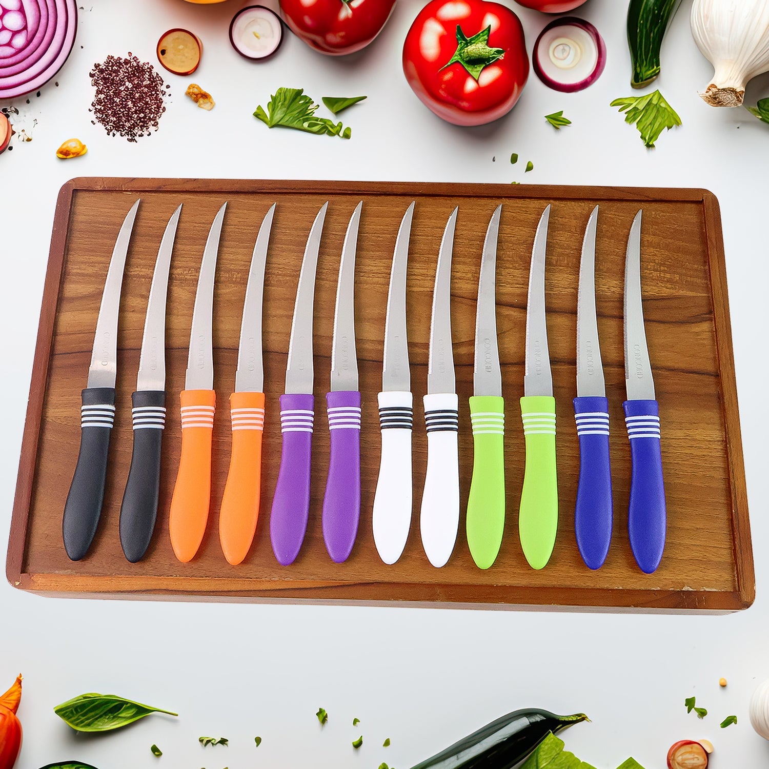 Stainless Steel Multipurpose Serrated Knife Set (12 Pc) Wukusy