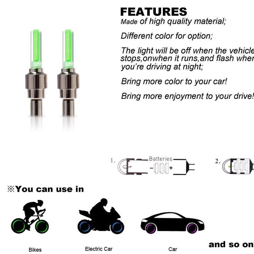 0543 Led Flash Light Lamp Tyre Wheel Valve Sealing Caps Wukusy