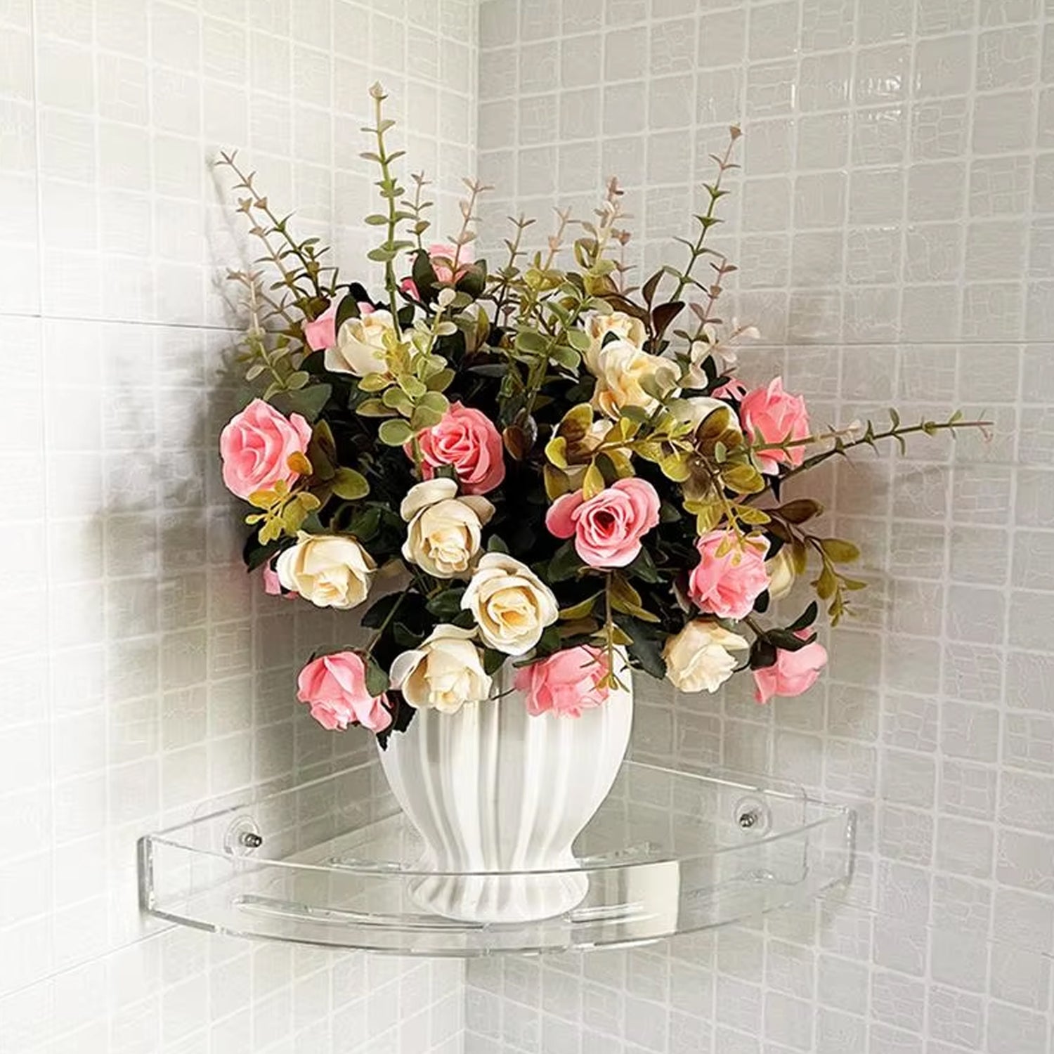 Bathroom Plastic Corner Shelf Rack Set For Wall Number Of Shelves (3 Pcs Set) Wukusy