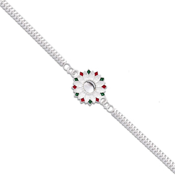 Sunflower Shape Rakhi With Silver Chain