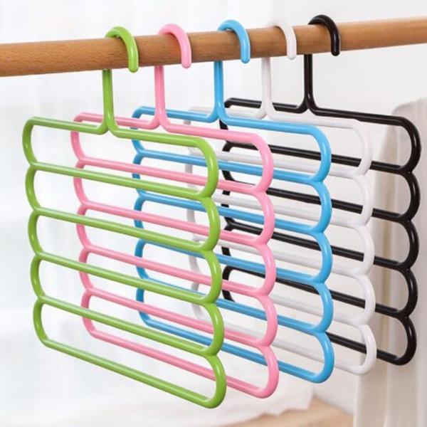587 5 In 1 Multipurpose Plastic Hanger Assorted (5-layer) Wukusy