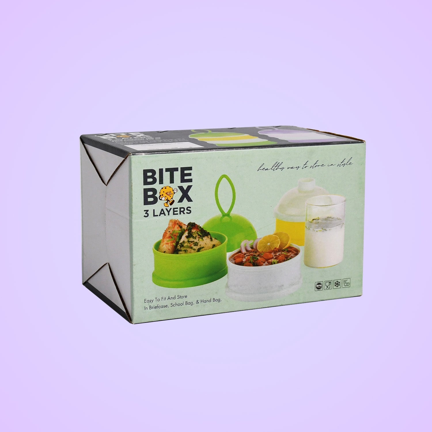 5924a  3 Layer Lunch Box Unique Design Bite Lunch Box With Liquid  Food Container Lunch Box (Green) Wukusy