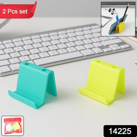 Multifunctional Plastic Mobile Phone Stand  Pen Holder (2 Pc  Mix Color) Wukusy
