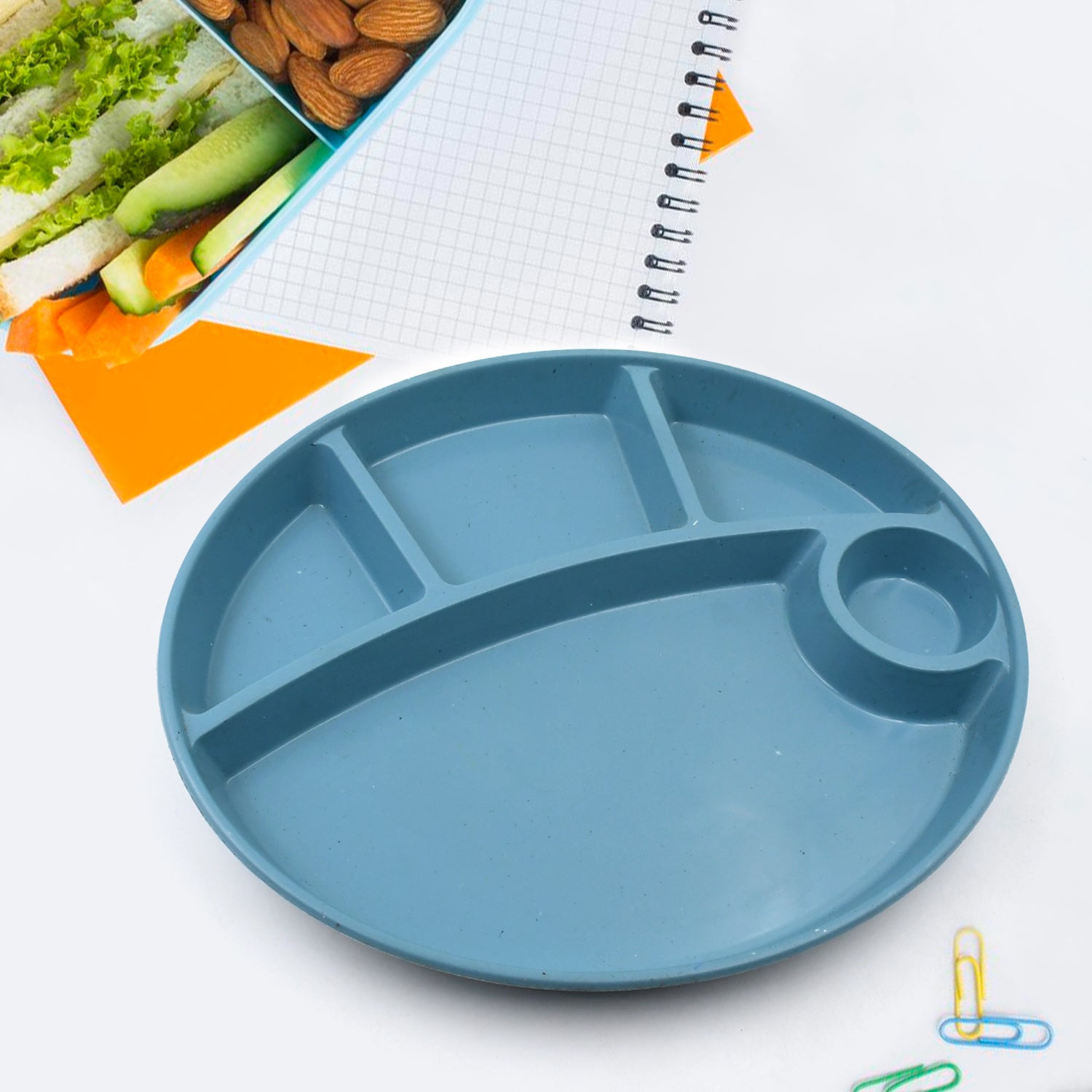5577 Plastic Food Plates  Biodegradable 5 Compartment Plate With Spoon For Food Snacks  Nuts  Desserts Plates For Kidsreusable Plates For Outdoor Camping Bpa-free(1 Pc) Wukusy