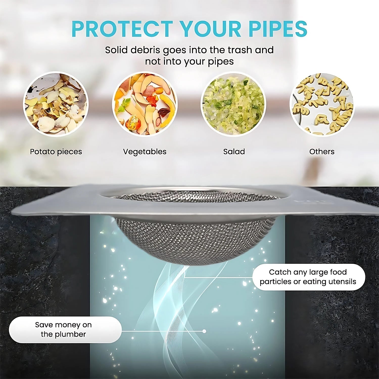 Stainless Steel Square Sink Strainer (1 Pc) Wukusy