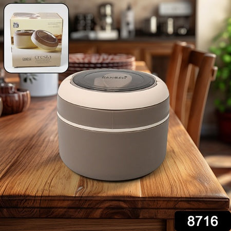 8716 Ganesh Cresta Food Insulated Airtight Leak-proof Lunch Box With Spoon For Office School Picnic (1pc) Wukusy