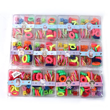 Kids Hair Bands Rubber Bands  Cute Hair Clips In Storage Box (Mix Design  1 Set) Wukusy