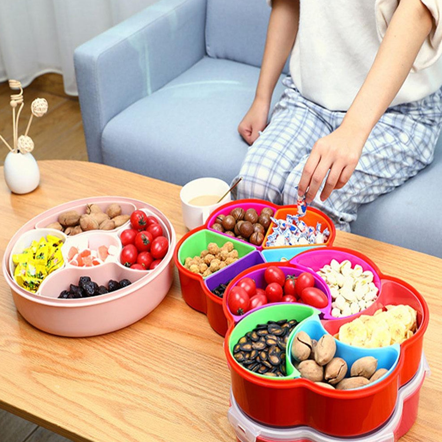 2863 5compartments Party Food Storage Snack Nuts Box For Peanuts Fruits And Candy Box For Home  Kitchen Use Wukusy